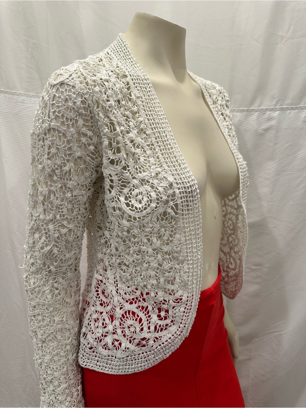 Vintage Curio Crocheted Open Front Cardigan